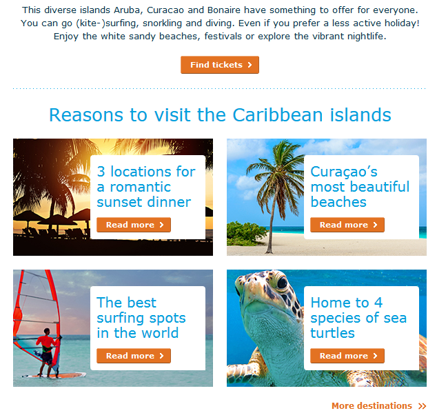 Email marketing: Image shows a portion of a KLM newsletter