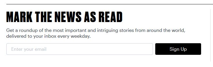 Email marketing: Shows a screenshot of The Atlantic's easy signup widget