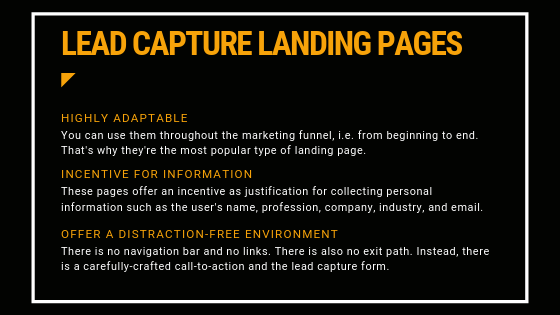 Lead capture landing pages: A summary of key points
