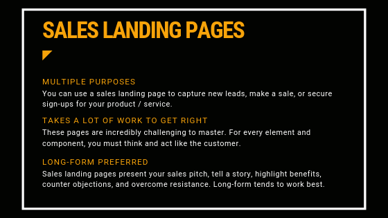 Sales landing pages: A summary of key points
