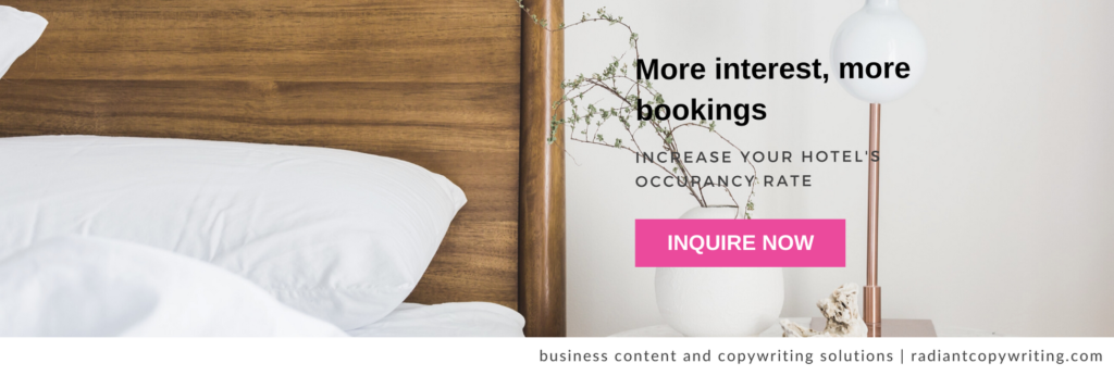 Hotel copywriting: Your hotel content and copyywriter