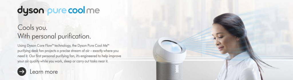 Dyson has a "learn more" call to action